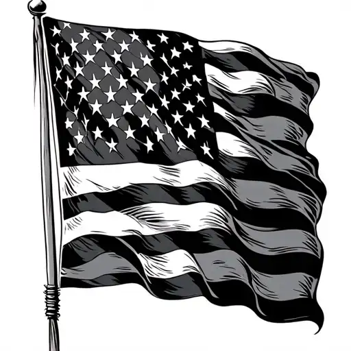 rippled American flag with 1776 USMC tattoo design idea