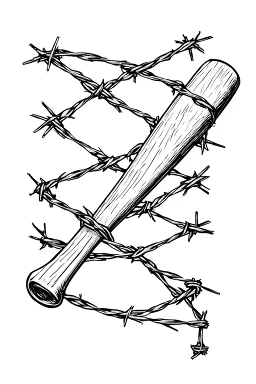 baseball bat wrapped in barbed wire tattoo design idea