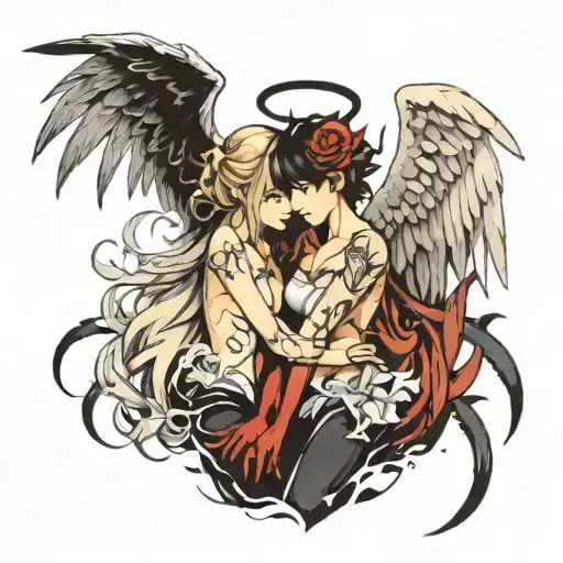 ANGEL AND DEMON WINGS tattoo design idea