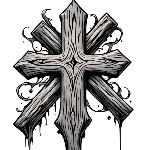 wooden cross tattoo design idea