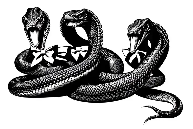 dueling cobras with them wearing the bowtie tattoo design idea