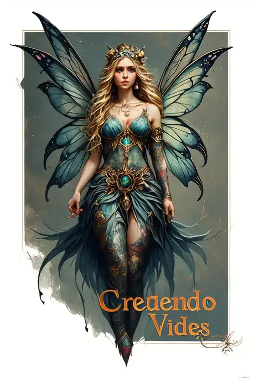 "Credendo Vides" Warrior Fairy tattoo design idea