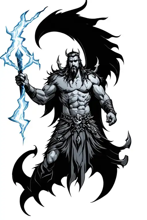 Perun god of thunder lightning tattoo design idea