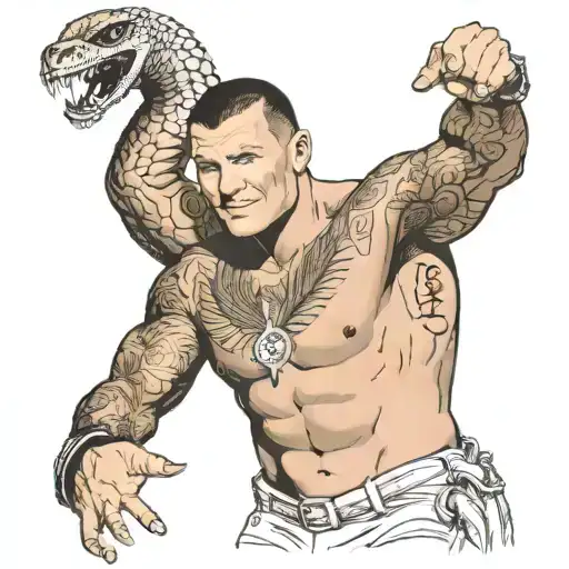randy orton pose surrounded by vipers  tattoo design idea