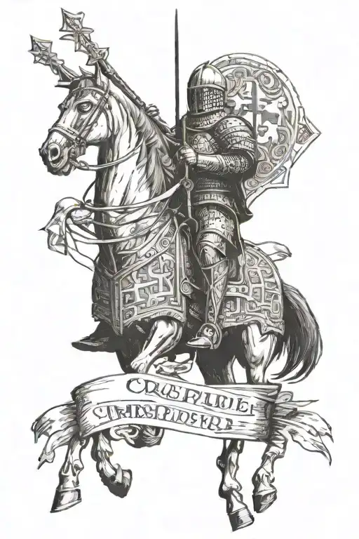 I want a tattoo in the style of the Crusades with Jerusalem and knights tattoo design idea