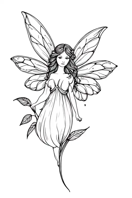 Flower and Fairy tattoo design idea