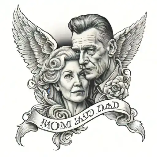 mom and dad memorial tattoo design idea