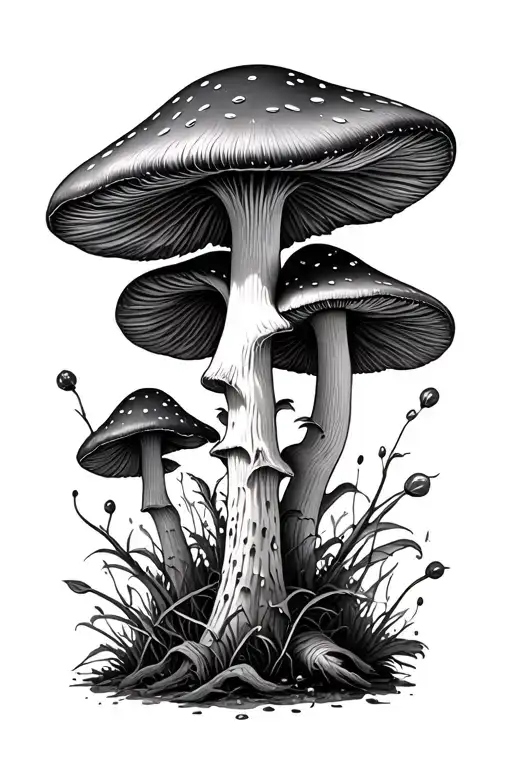 trippy mushrooms tattoo design idea