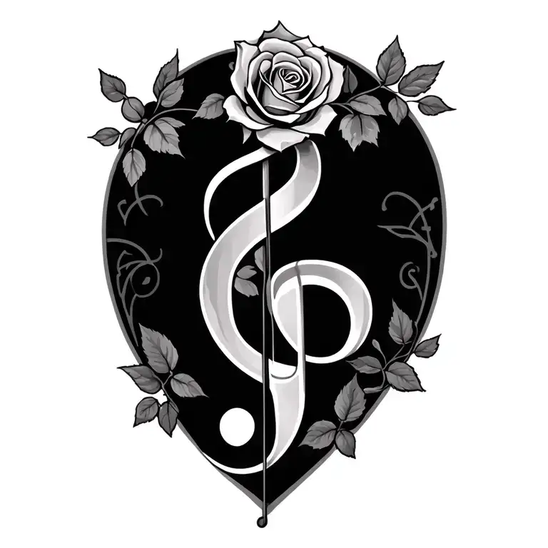 rose vine music name written tattoo design idea