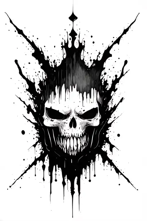 dark abstract, expressive blackwork, raw brush strokes saying bite the bullet tattoo design idea