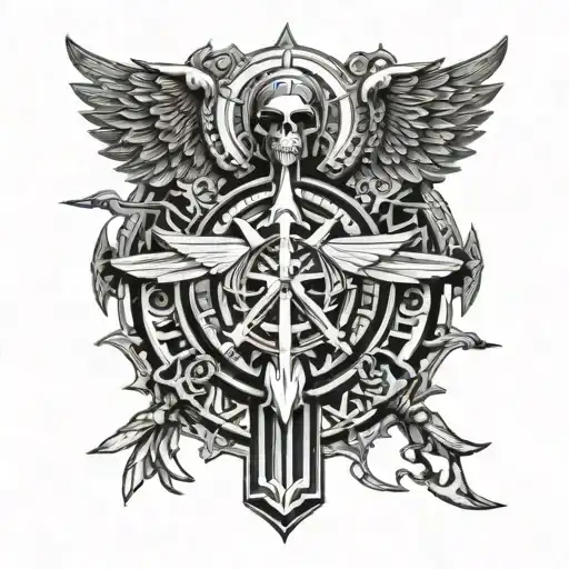 Bllod angels symbol, warhammer 40k universe tattoo design idea
