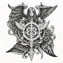Bllod angels symbol, warhammer 40k universe tattoo design idea