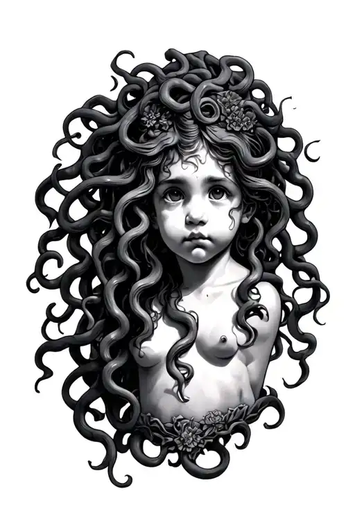 Child Medusa tattoo design idea
