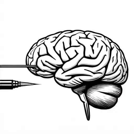 a tattoo, with a brain and a gun shooting through the brain, you have to see the bullet going through the brain tattoo design idea