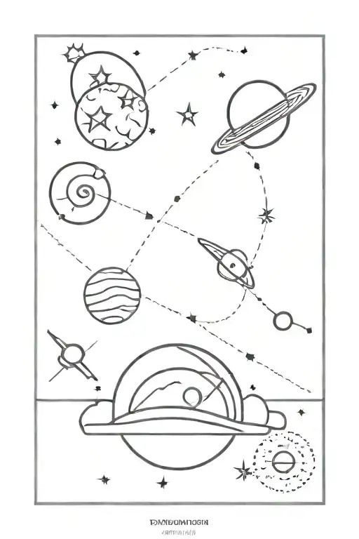 A tattoo design merging astronomy and computer science, with a nod to '90s pop culture references tattoo design idea
