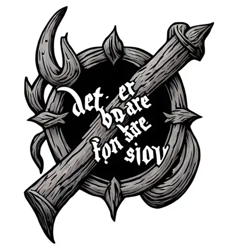 Viking stave with 'det er bare for sjov' engraved tattoo design idea