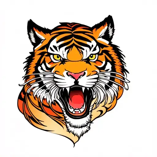 Japanese style full arm tattoo design with tiger tattoo design idea