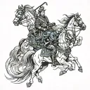 4 horsemen of the apocalypse riders are samurai tattoo design idea