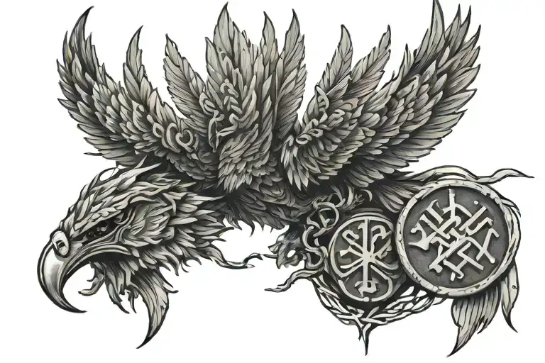 blood eagle Viking runes tattoo design idea