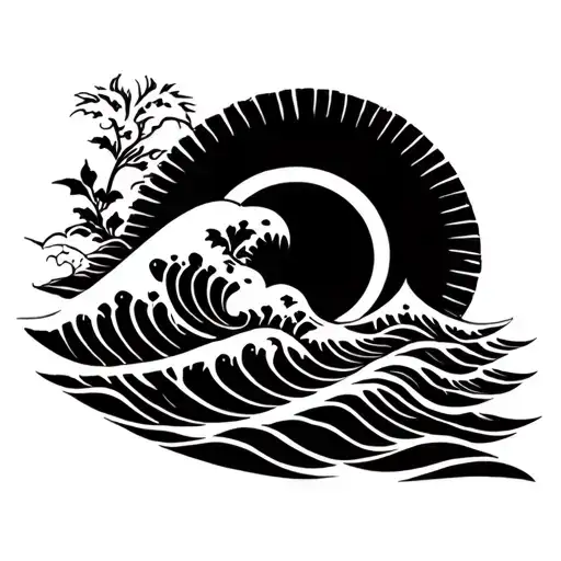 Filipino sun and wave merging tattoo design idea