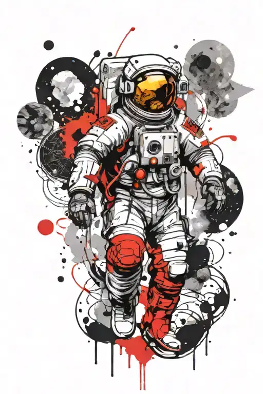 Space With Astronaut Suit tattoo design idea