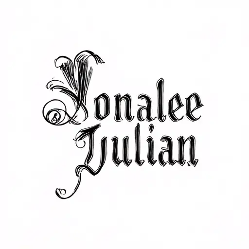"Jonalee Julian jayviel" calligraphy style tattoo design idea