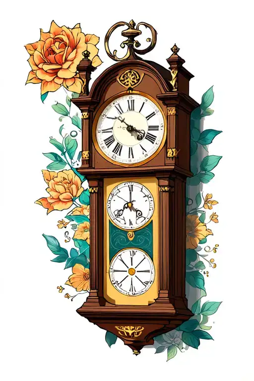 grandfather clock tattoo design idea