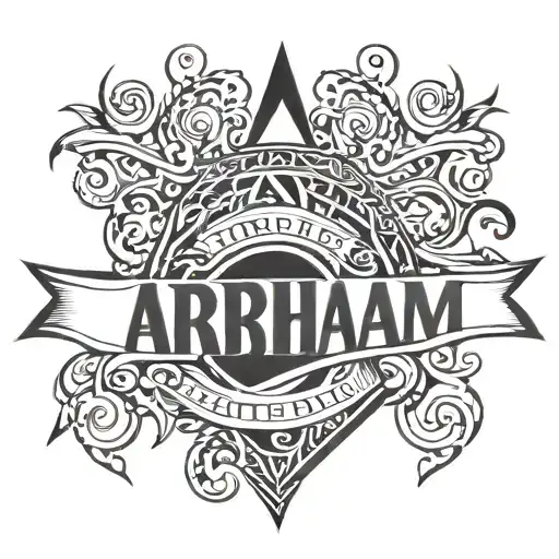 Abraham (name) in a banner on fore arm tattoo tattoo design idea