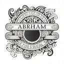 Abraham (name) in a banner on fore arm tattoo tattoo design idea