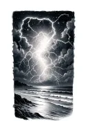 thunder storm, beach,gemini constellation tattoo design idea