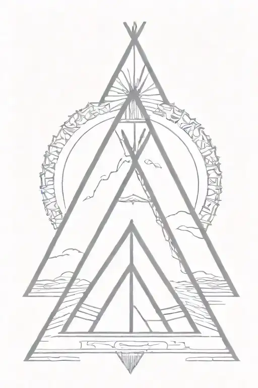 teepee, wild west tattoo design idea