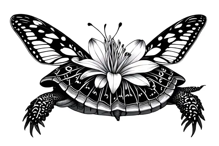 butterfly turtle tiger Lilly fairy horror tattoo design idea