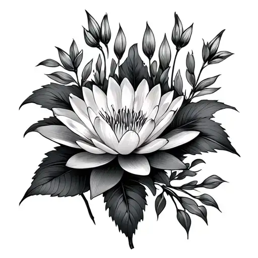 Larkspur And Water Lily tattoo design idea