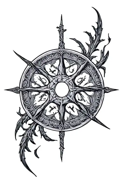 Yggdrasill vegvisir symbol tattoo design idea