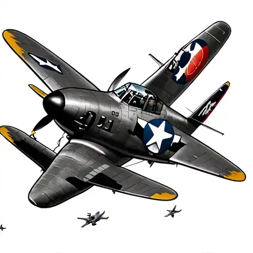 wwII fighter planes flying overhead tattoo design idea