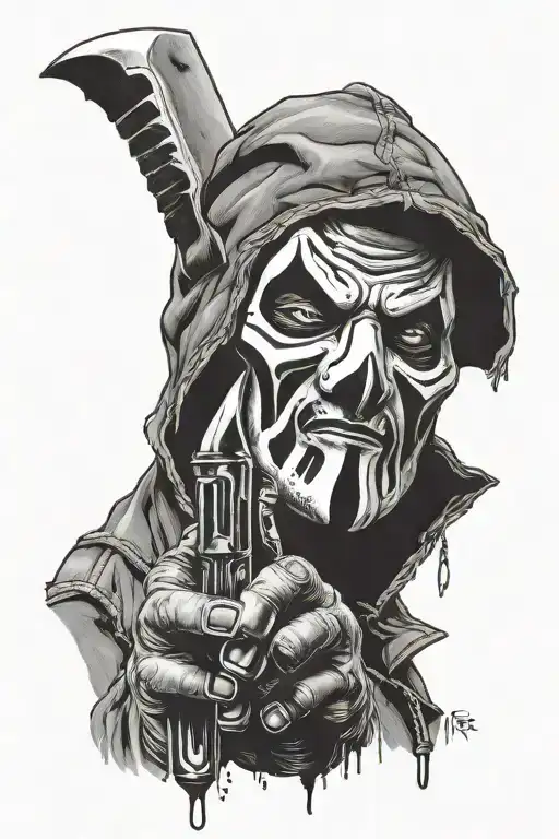 Ghostface holding a knife tattoo design idea