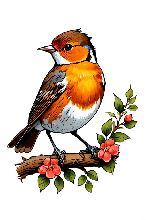 robin bird tattoo design idea