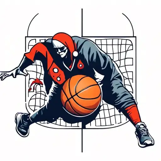 basketball court jester tattoo design idea