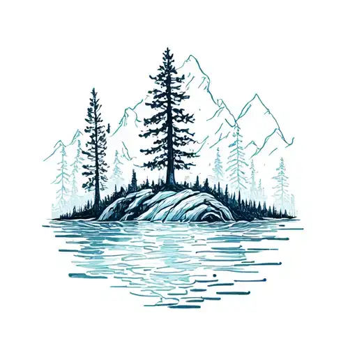 wilderness and water tattoo design idea
