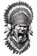 aztec warrior screaming intense tattoo design idea