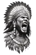 aztec warrior screaming intense tattoo design idea