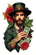 my past life is full of gambling and gang but not i am a gentle man  tattoo design idea