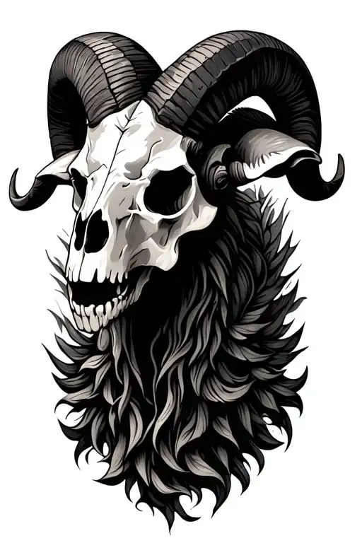 aries ram skull tattoo design idea