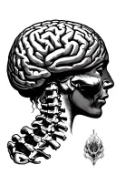 Brain and spinal cord tattoo design idea