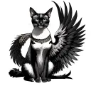 melissa, capricorn, phoenix, egyptian cat sitting tattoo design idea
