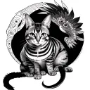 melissa, capricorn, phoenix, egyptian cat sitting tattoo design idea