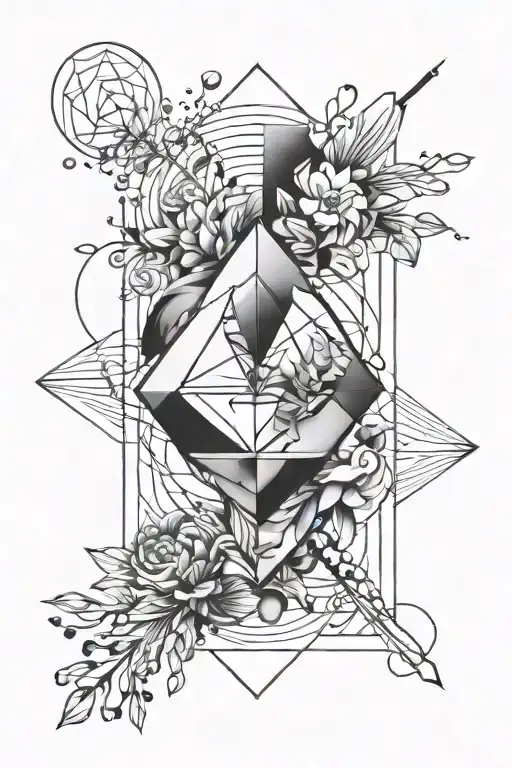 mind and heart balance with fine lines and geometry tattoo design idea