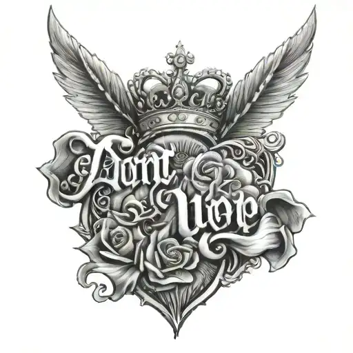 dont give up mit krone tattoo design idea
