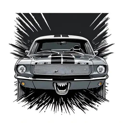 scream driving a 1967 ford mustang tattoo design idea