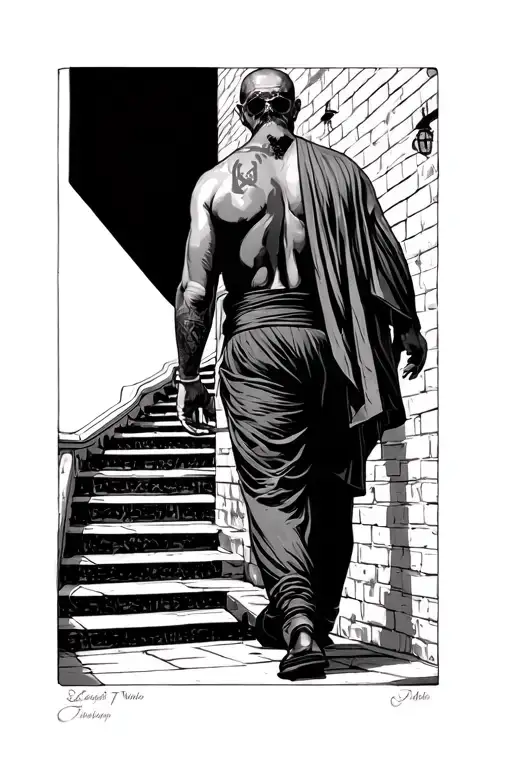 Man walking up stairs, nothing religious though. tattoo design idea